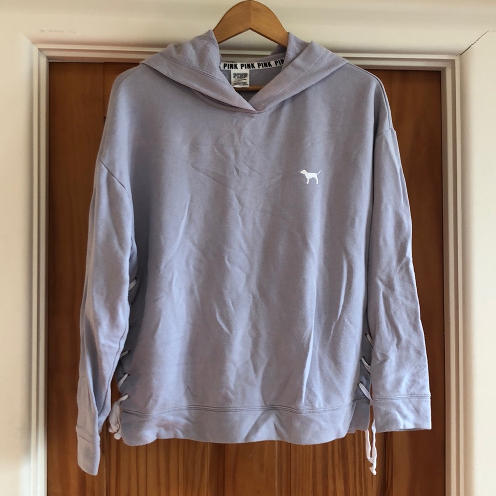 Victoria’s Secret Pink Lace Up Blue-Grey Sweater